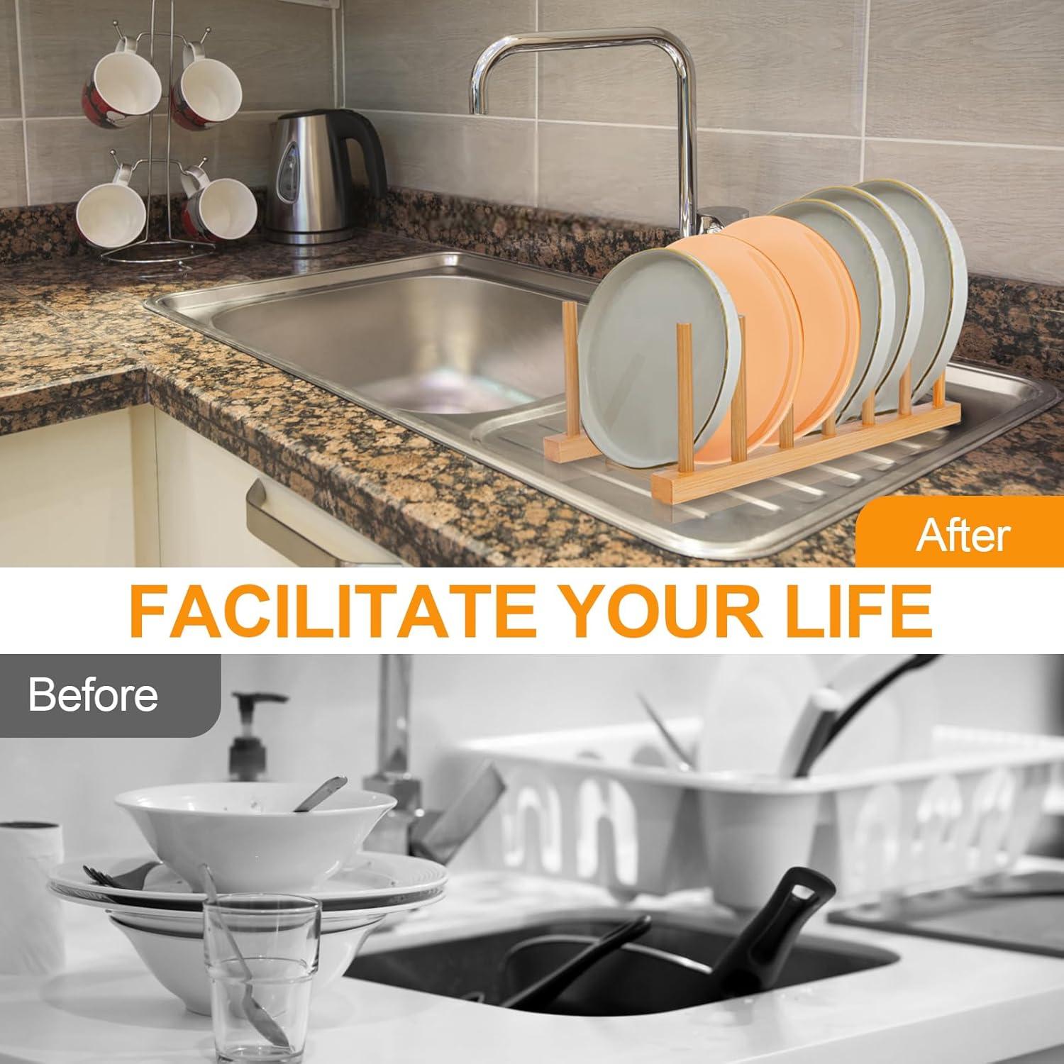 Soporte Vertical para Platos de Bambú SAMEBUTECO - 2 Piezas