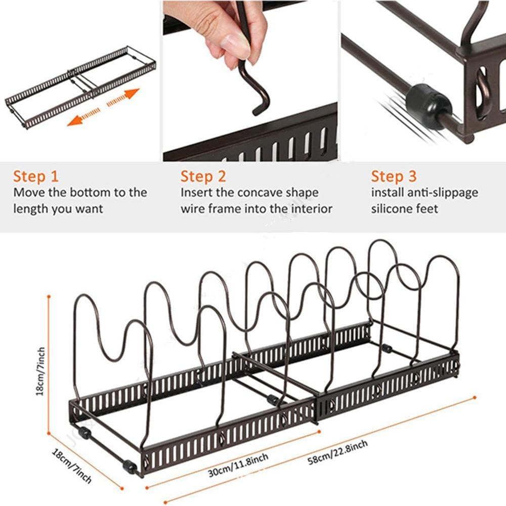 Organizador de Ollas y Sartenes MAKIOTEKO Expandible 10 Compartimentos
