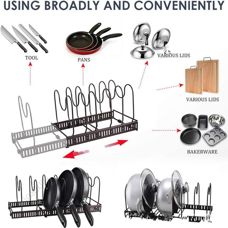 Organizador de Ollas y Sartenes MAKIOTEKO Expandible 10 Compartimentos