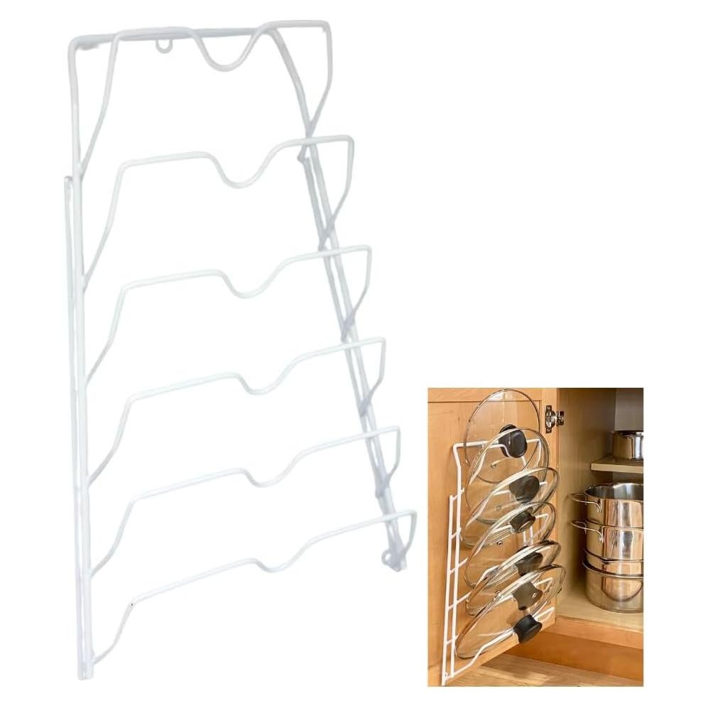 Organizador de Tapas de Olla Evelots 6 Niveles Blanco Montaje Pared