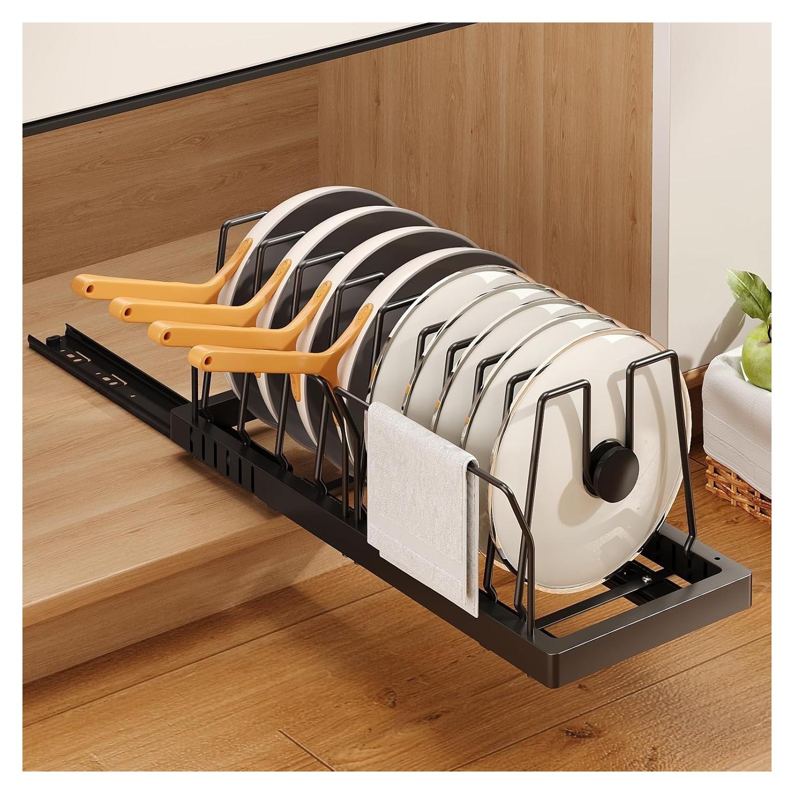 Organizador de Ollas y Sartenes Mustorn Extraíble Negro 54.86 cm