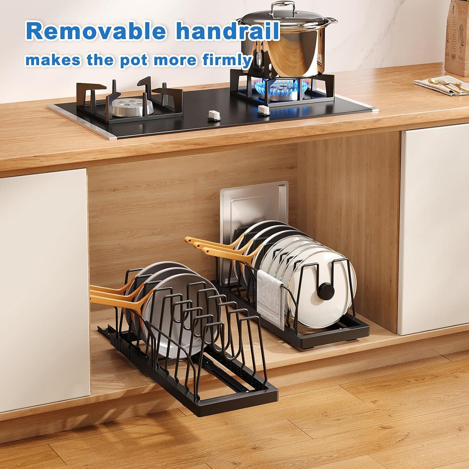 Organizador de Ollas y Sartenes Mustorn Extraíble Negro 54.86 cm