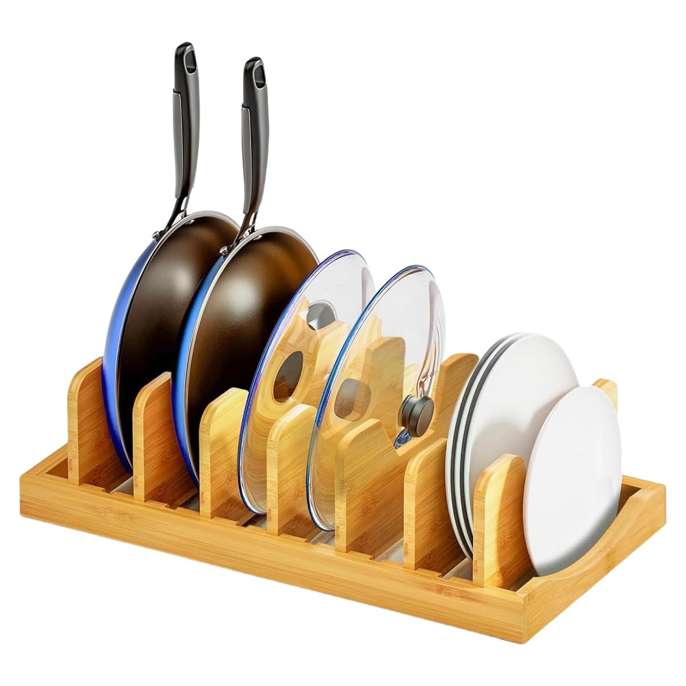 Organizador de Tapa de Olla de Bambú Pozmrtsr 40x21 cm