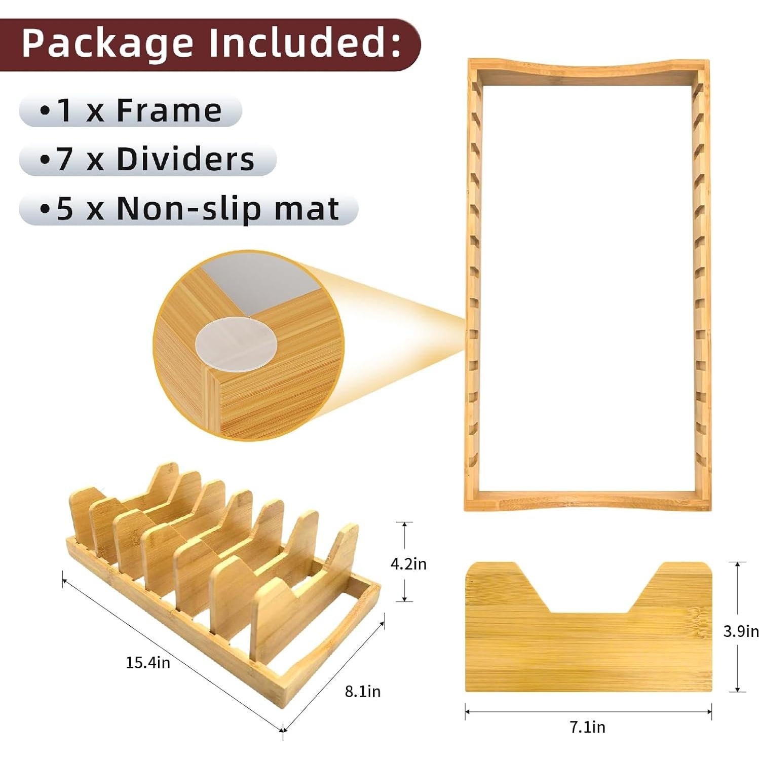 Organizador de Tapa de Olla de Bambú Pozmrtsr 40x21 cm