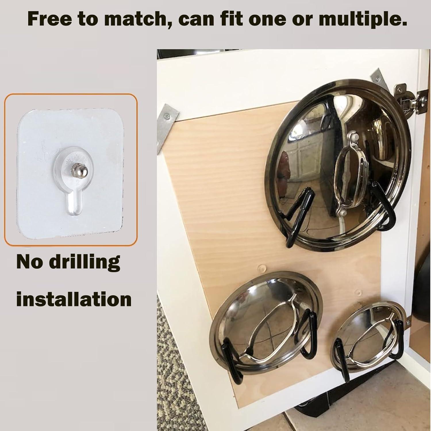 Organizador de tapas de olla Pmsanzay, soporte negro ajustable