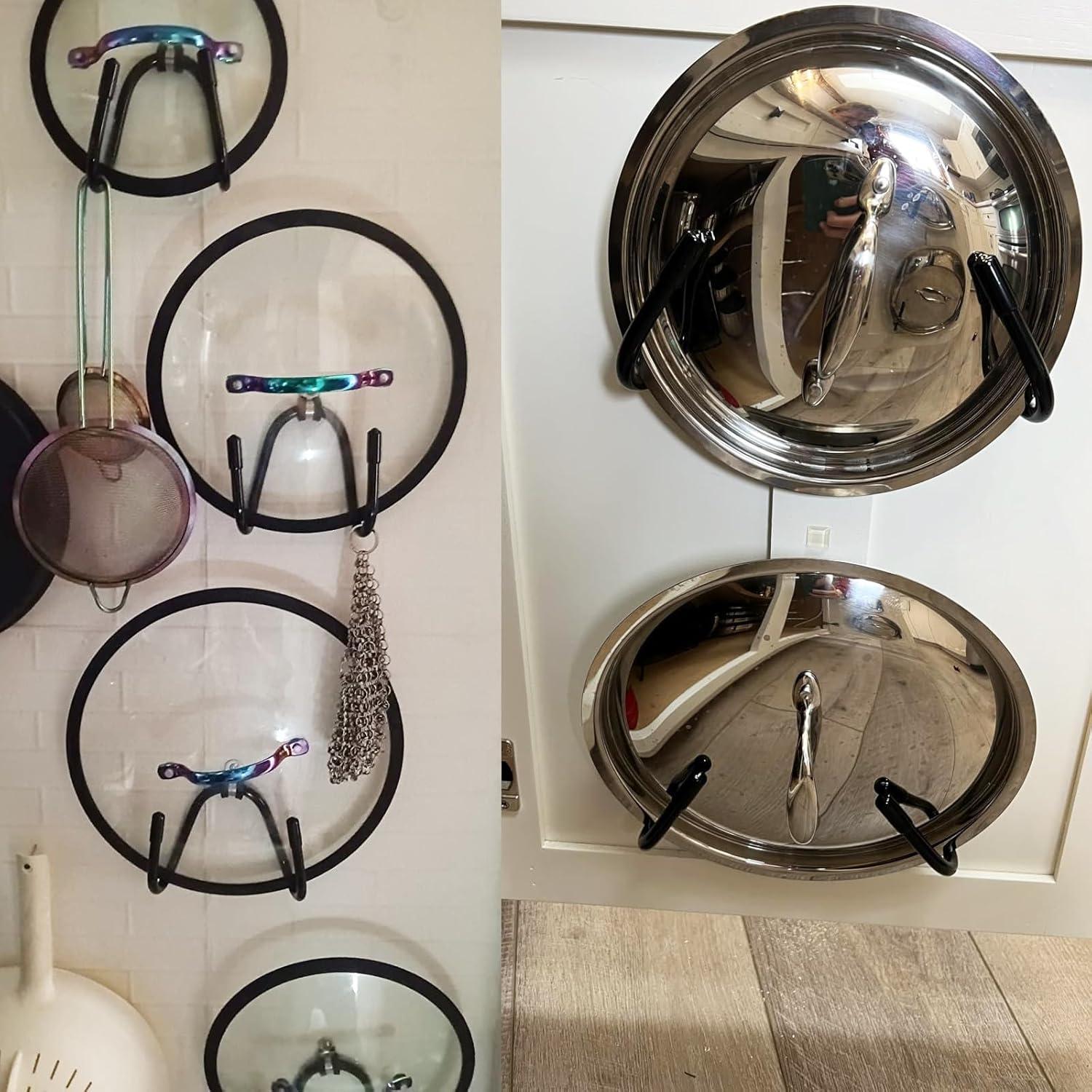 Organizador de tapas de olla Pmsanzay, soporte negro ajustable