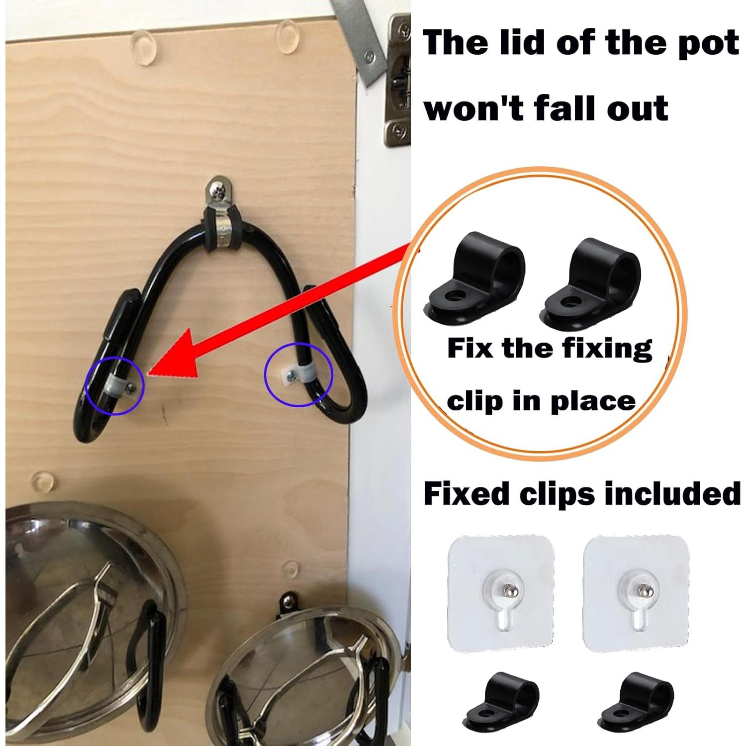 Organizador de tapas de olla Pmsanzay, soporte negro ajustable