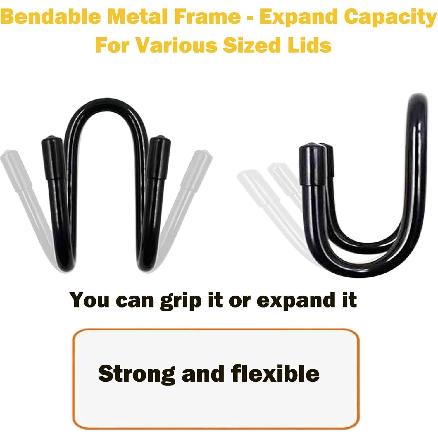 Organizador de tapas de olla Pmsanzay, soporte negro ajustable