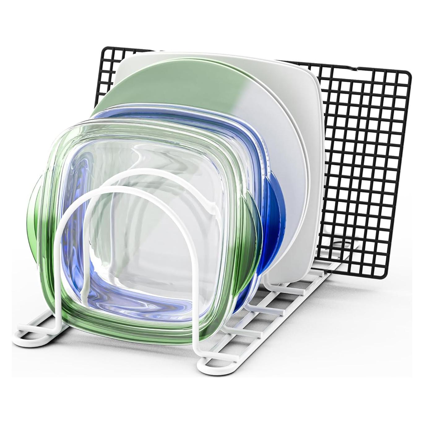 Organizador de Estante para Tapas de Olla JAQ Blanco 6 Ranuras