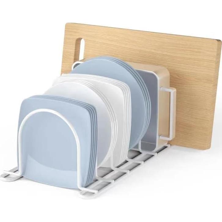 Organizador de Estante para Tapas de Olla JAQ Blanco 6 Ranuras