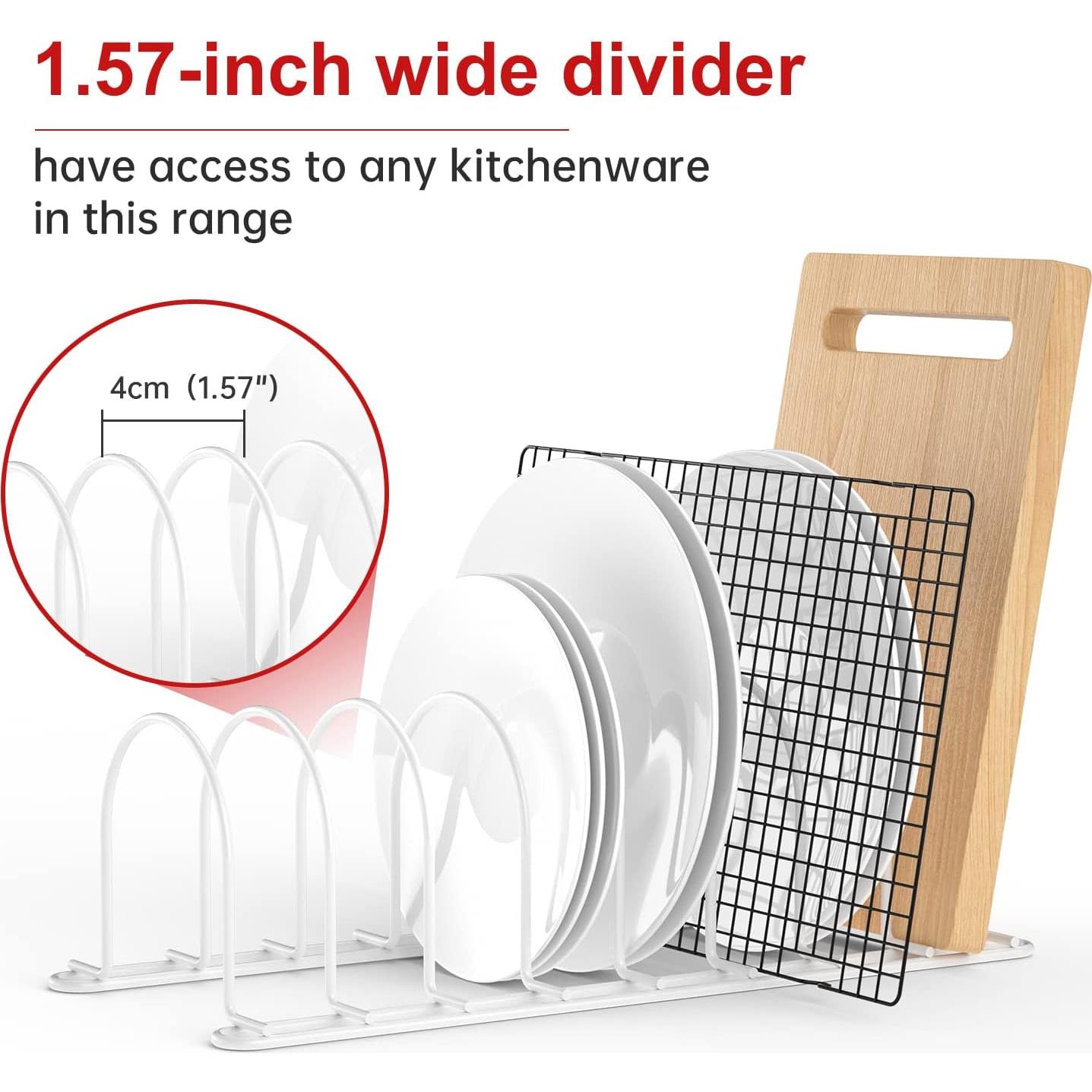 Organizador de Estante para Tapas de Olla JAQ Blanco 6 Ranuras