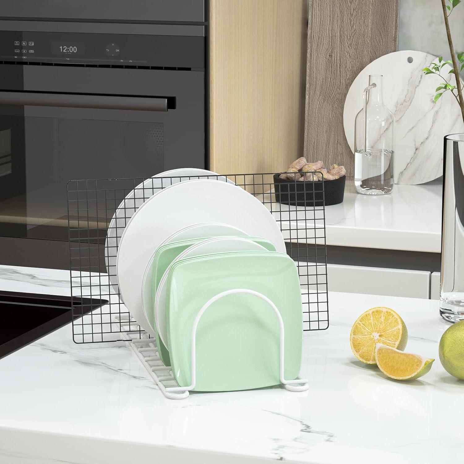 Organizador de Estante para Tapas de Olla JAQ Blanco 6 Ranuras