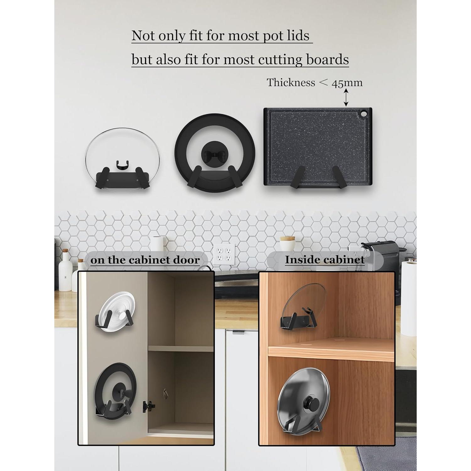 Organizador de Tapas de Olla NOTMBESTM, 2 Soportes Pared Negro