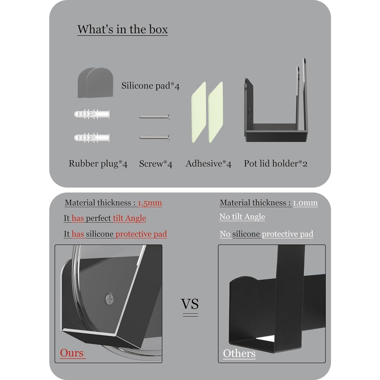 Organizador de Tapas de Olla NOTMBESTM, 2 Soportes Pared Negro