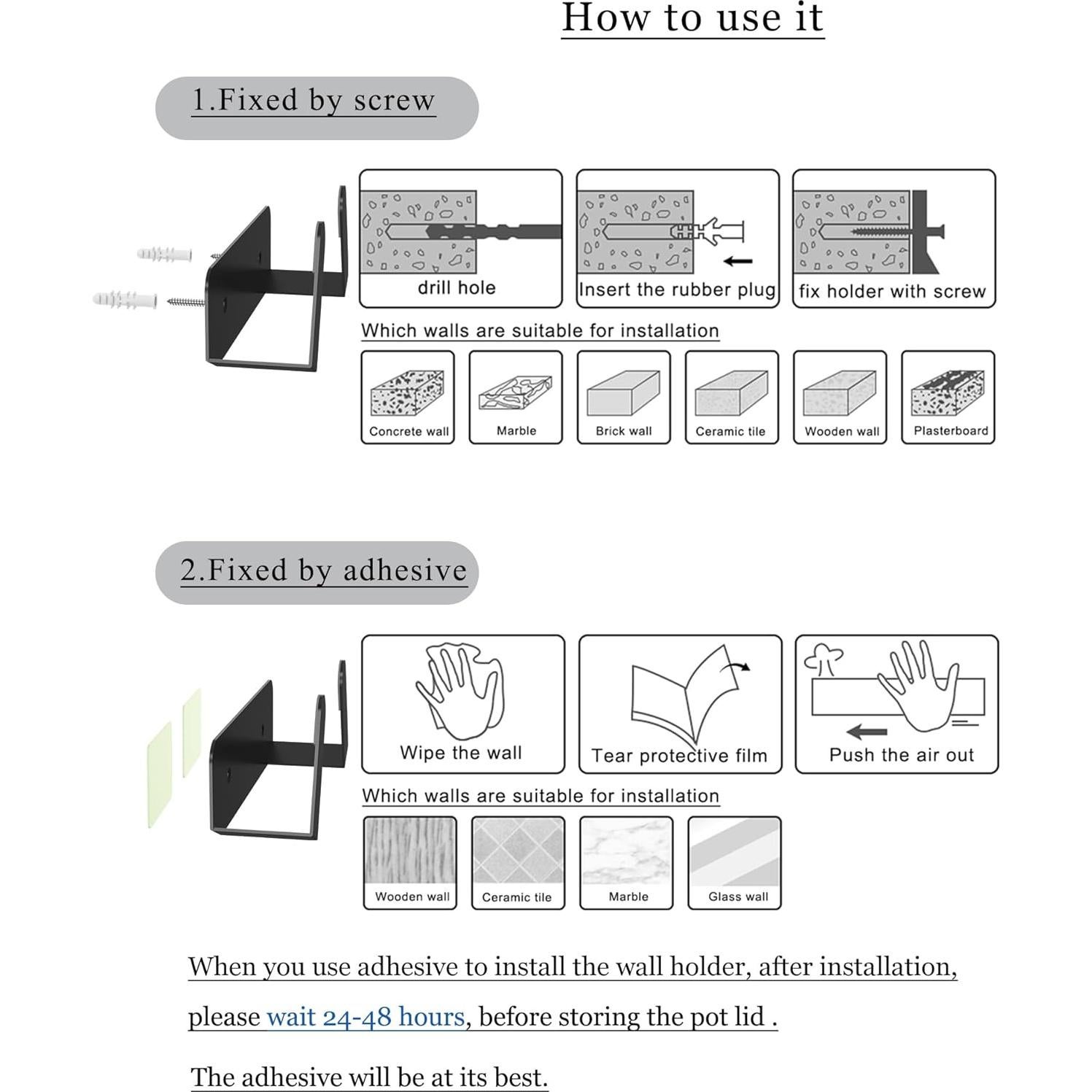 Organizador de Tapas de Olla NOTMBESTM, 2 Soportes Pared Negro