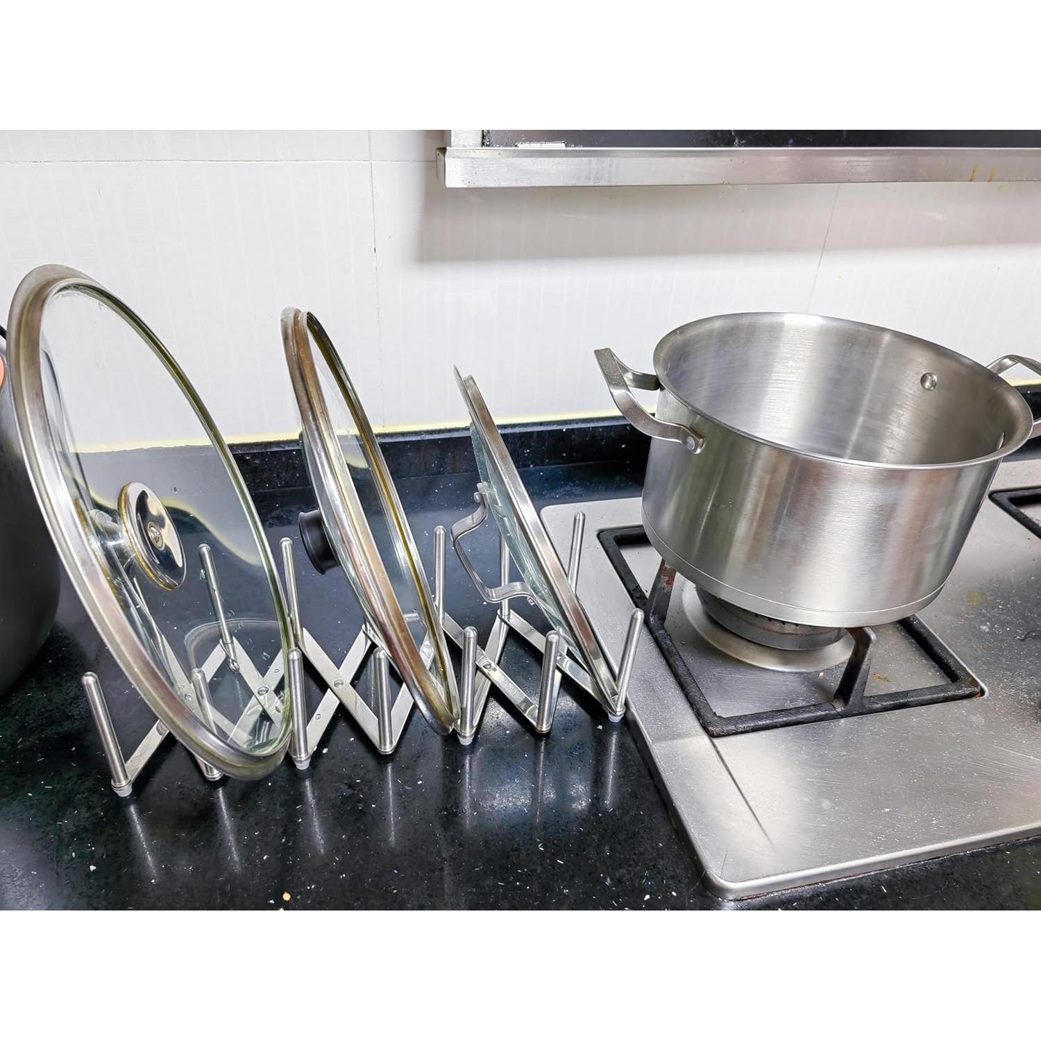 Organizador de tapas de olla SWEIBIAI de acero inoxidable 304