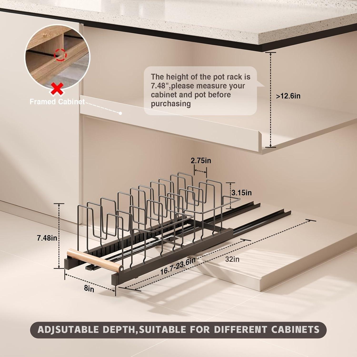 Organizador de Ollas y Sartenes Magheo Expandible 22" Negro