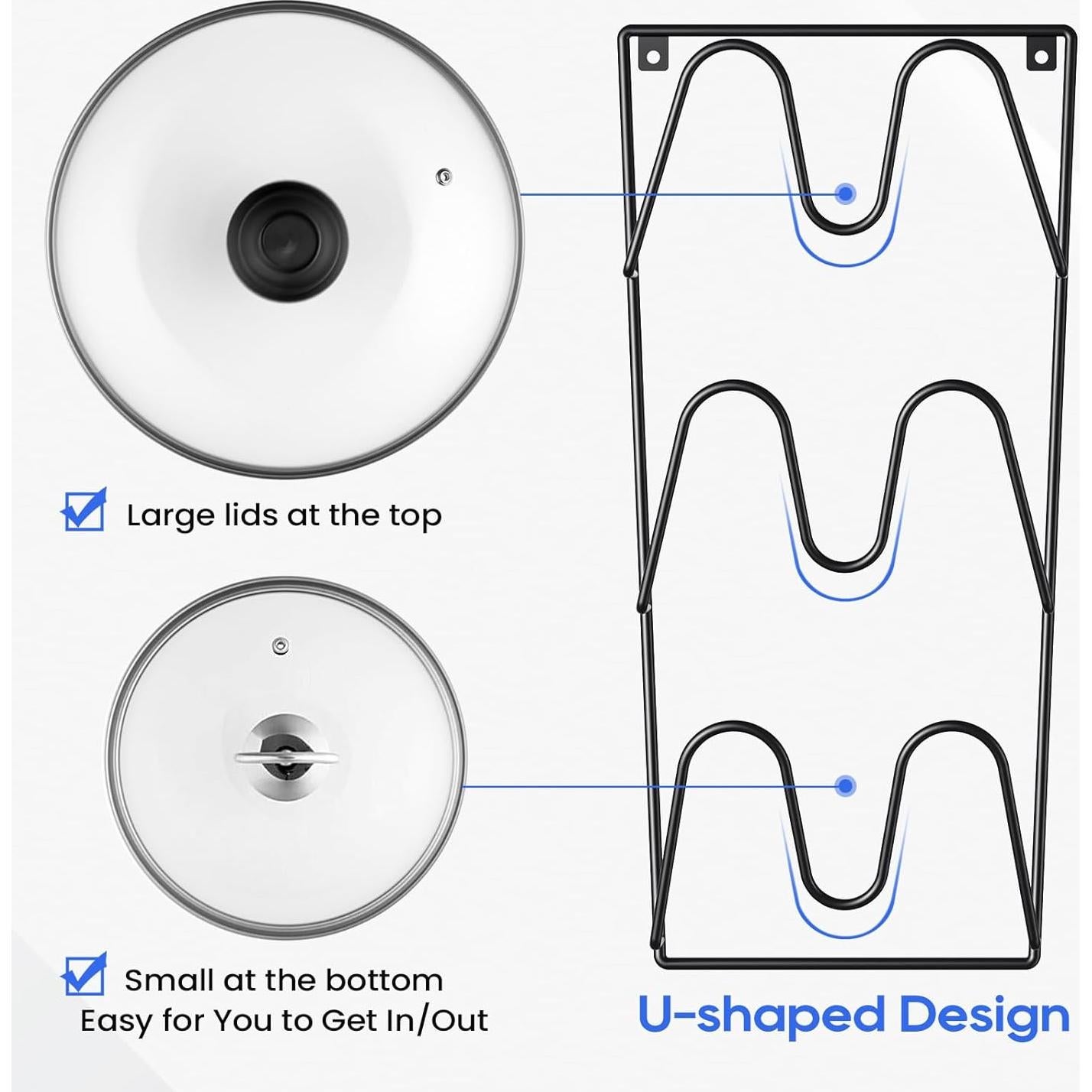 Organizador de Tapas de Olla ORLESS - Paquete de 2, Montaje en Pared