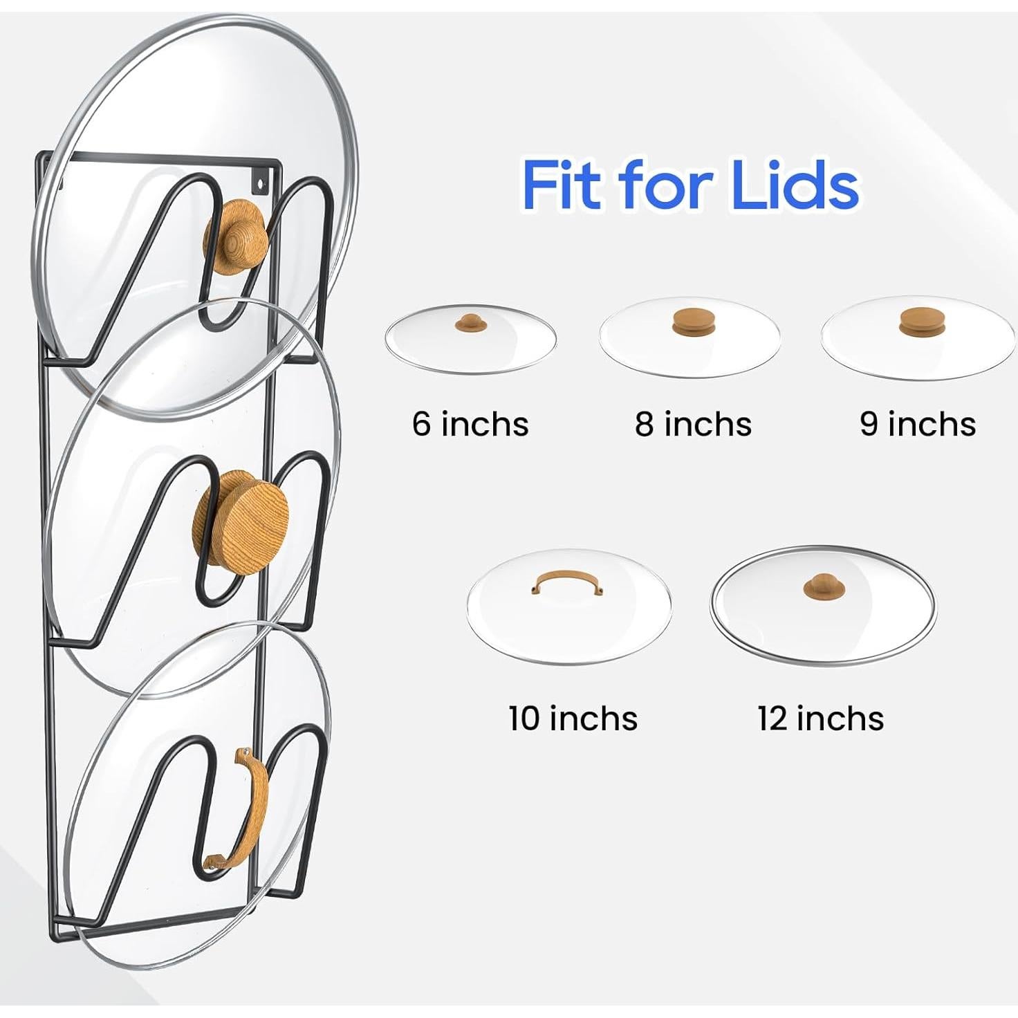 Organizador de Tapas de Olla ORLESS - Paquete de 2, Montaje en Pared