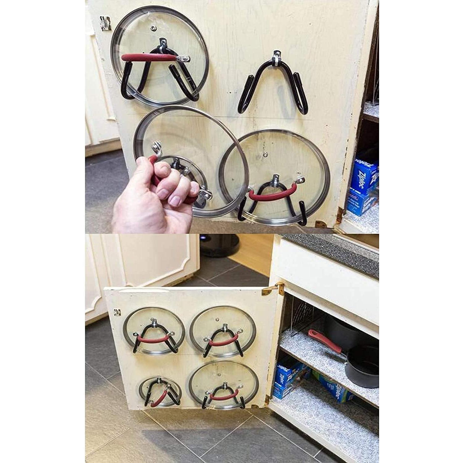 Organizador de Tapa de Olla Pmsanzay, Juego de 4 Soportes Ajustables