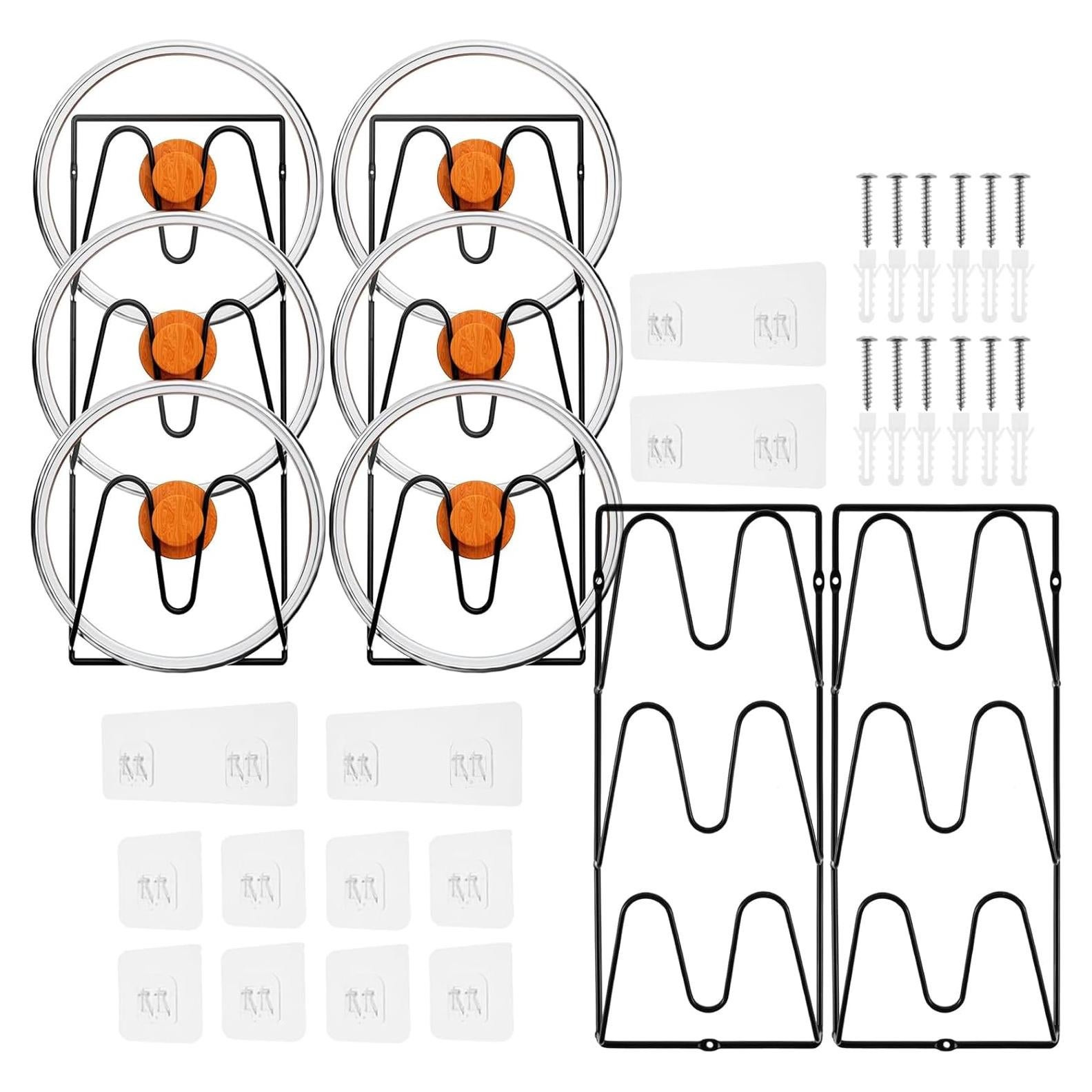 Soporte para Tapa de Olla Montado en Pared YMKWZ Negro 3 Niveles