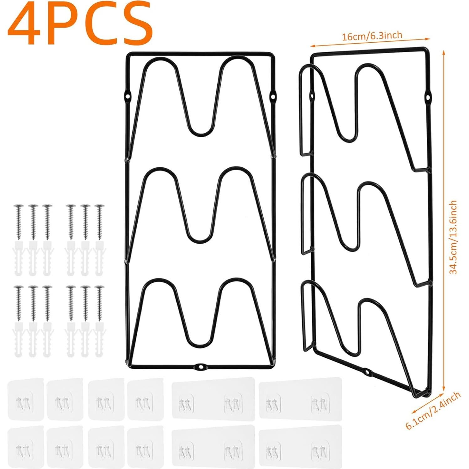Soporte para Tapa de Olla Montado en Pared YMKWZ Negro 3 Niveles