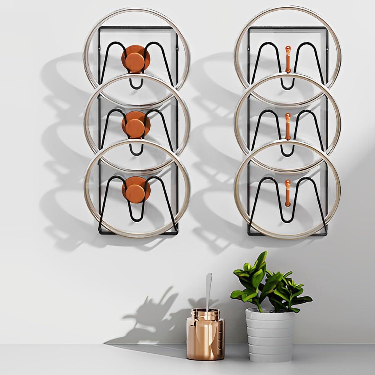 Soporte para Tapa de Olla Montado en Pared YMKWZ Negro 3 Niveles