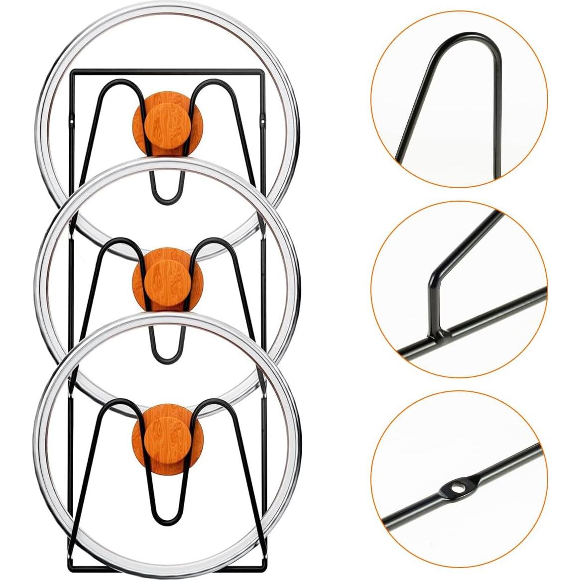 Soporte para Tapa de Olla Montado en Pared YMKWZ Negro 3 Niveles