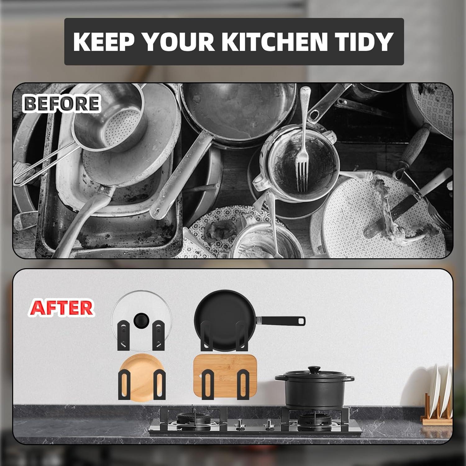 Soportes para Tapas de Olla VinBee - 4 Piezas, Acero al Carbono