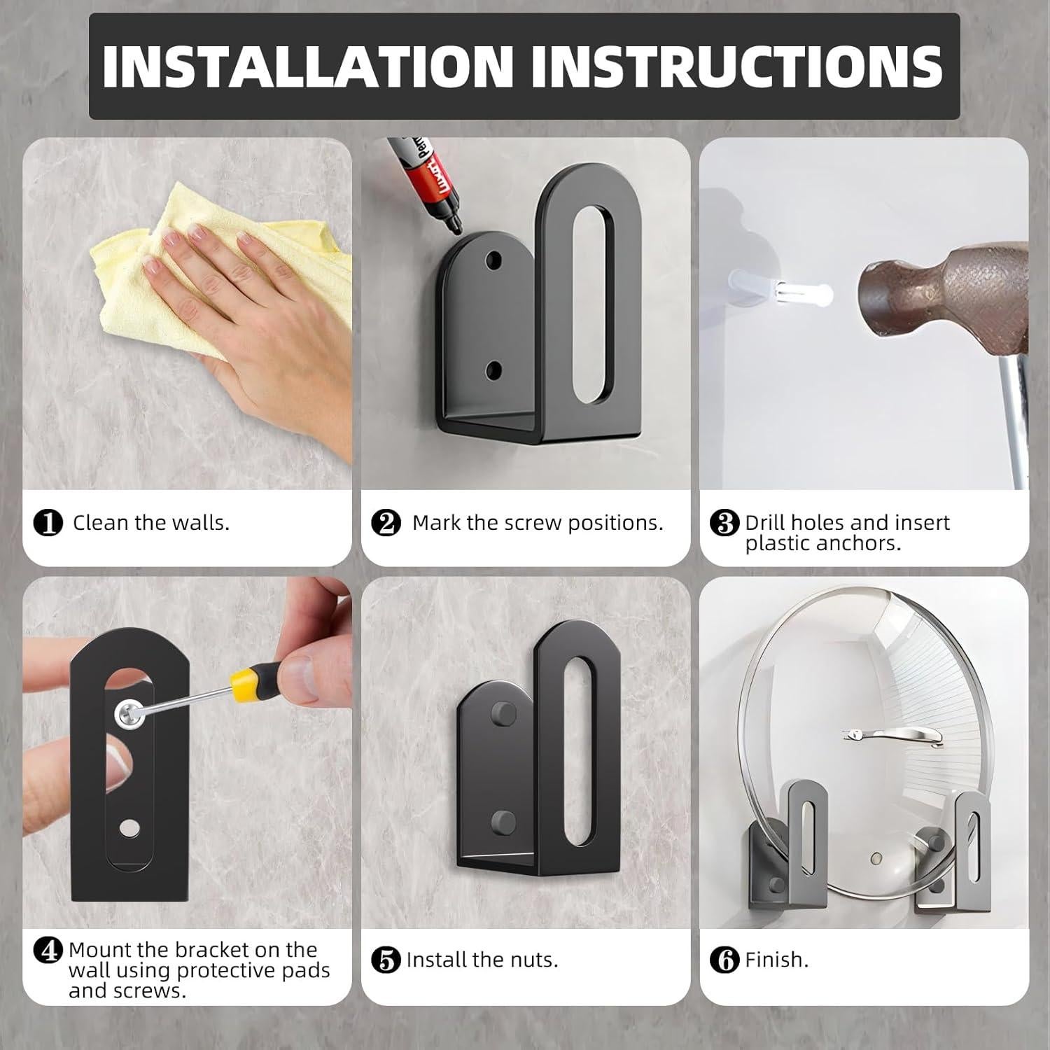 Soportes para Tapas de Olla VinBee - 4 Piezas, Acero al Carbono