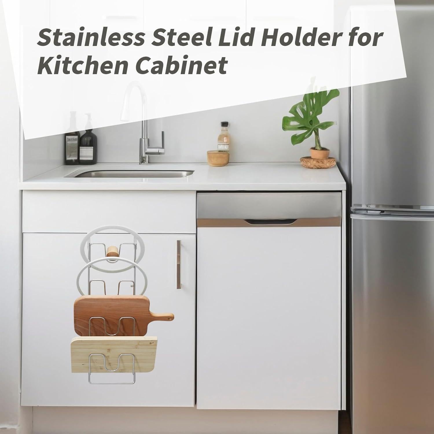 Organizador de Tapas de Olla Pastlla 4 Niveles Acero Inoxidable