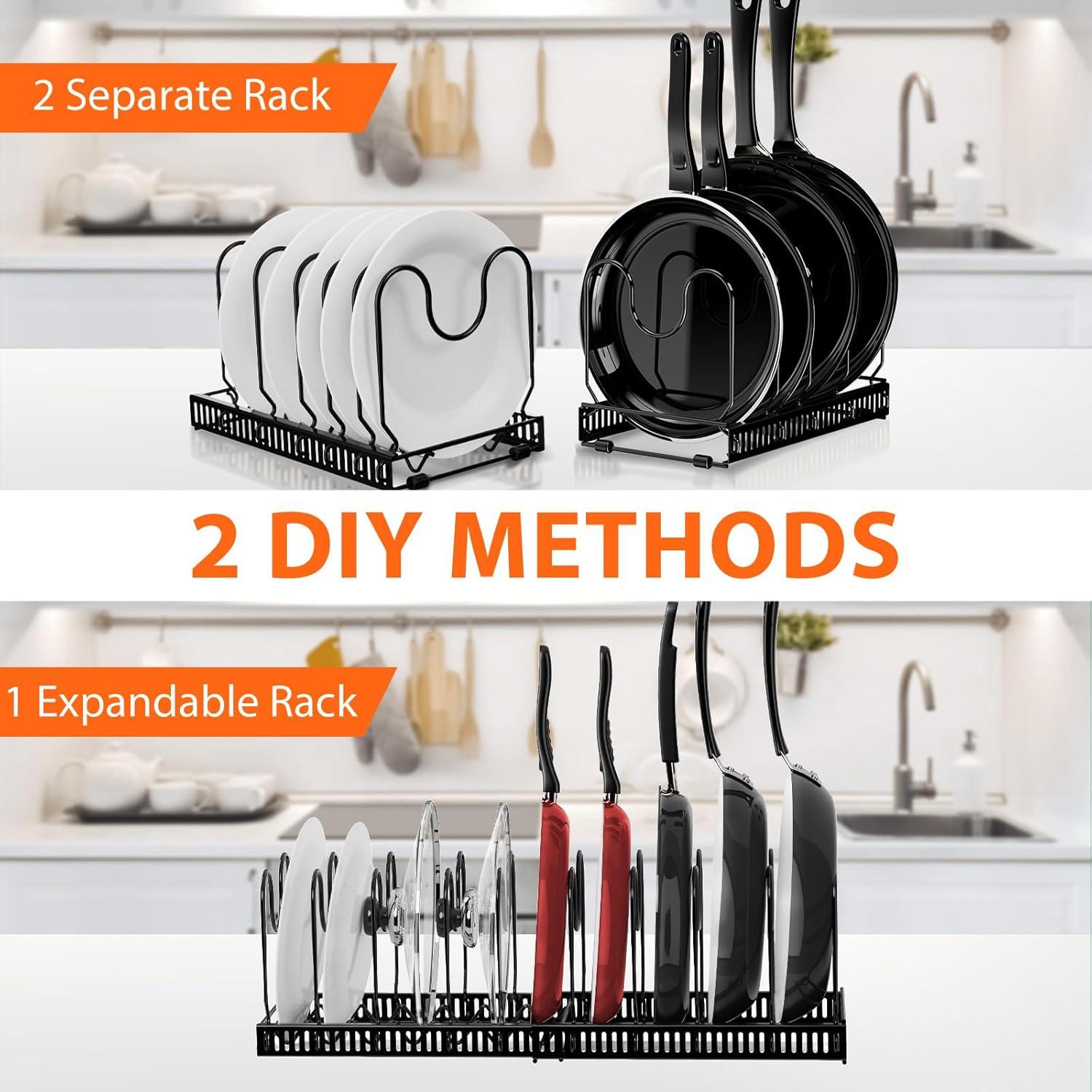 Estante Organizador Expandible AHNR para Ollas y Sartenes Negro