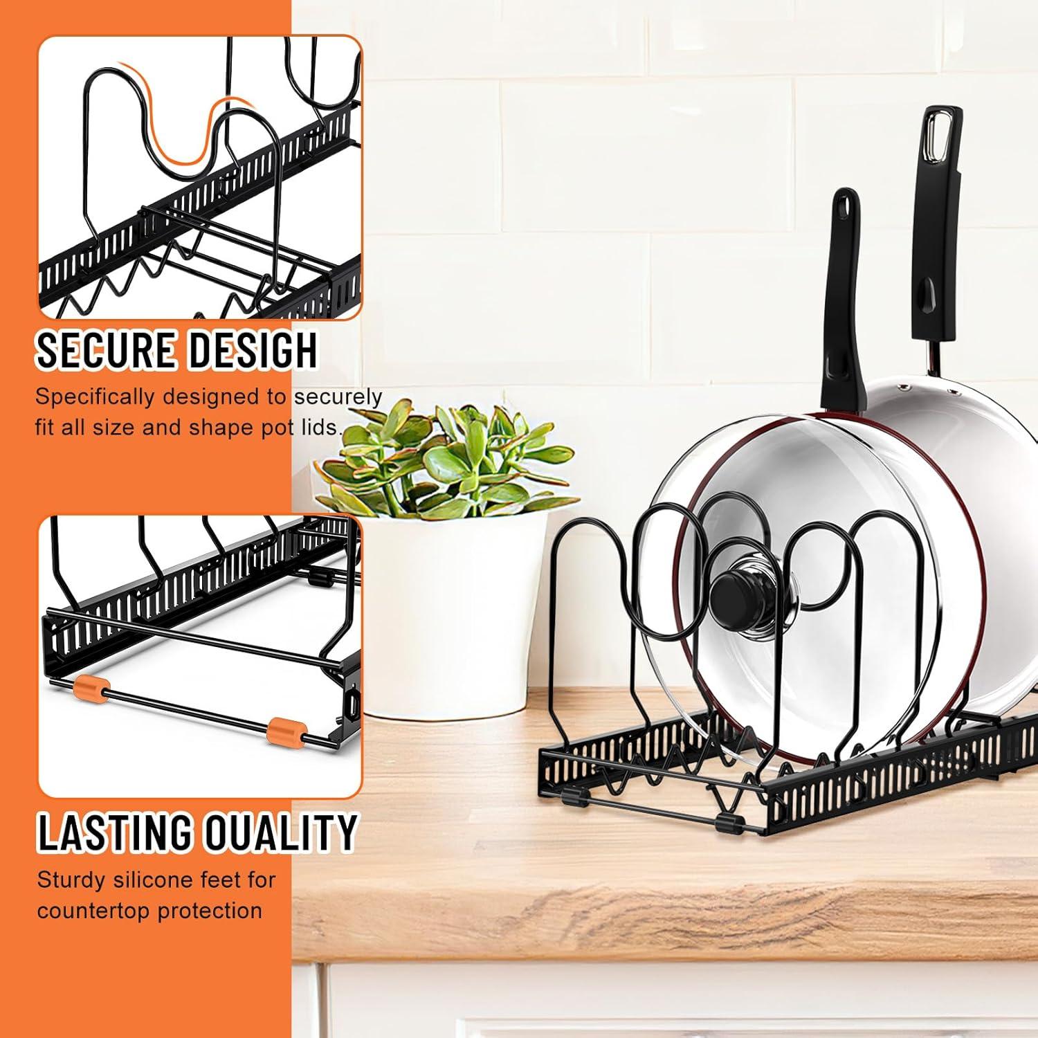 Estante Organizador Expandible AHNR para Ollas y Sartenes Negro