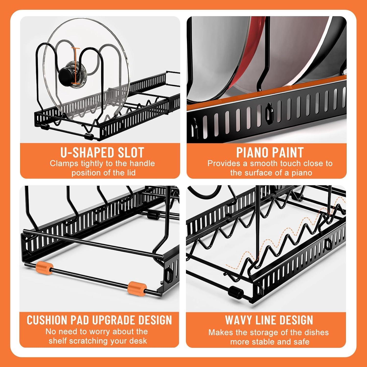 Estante Organizador Expandible AHNR para Ollas y Sartenes Negro