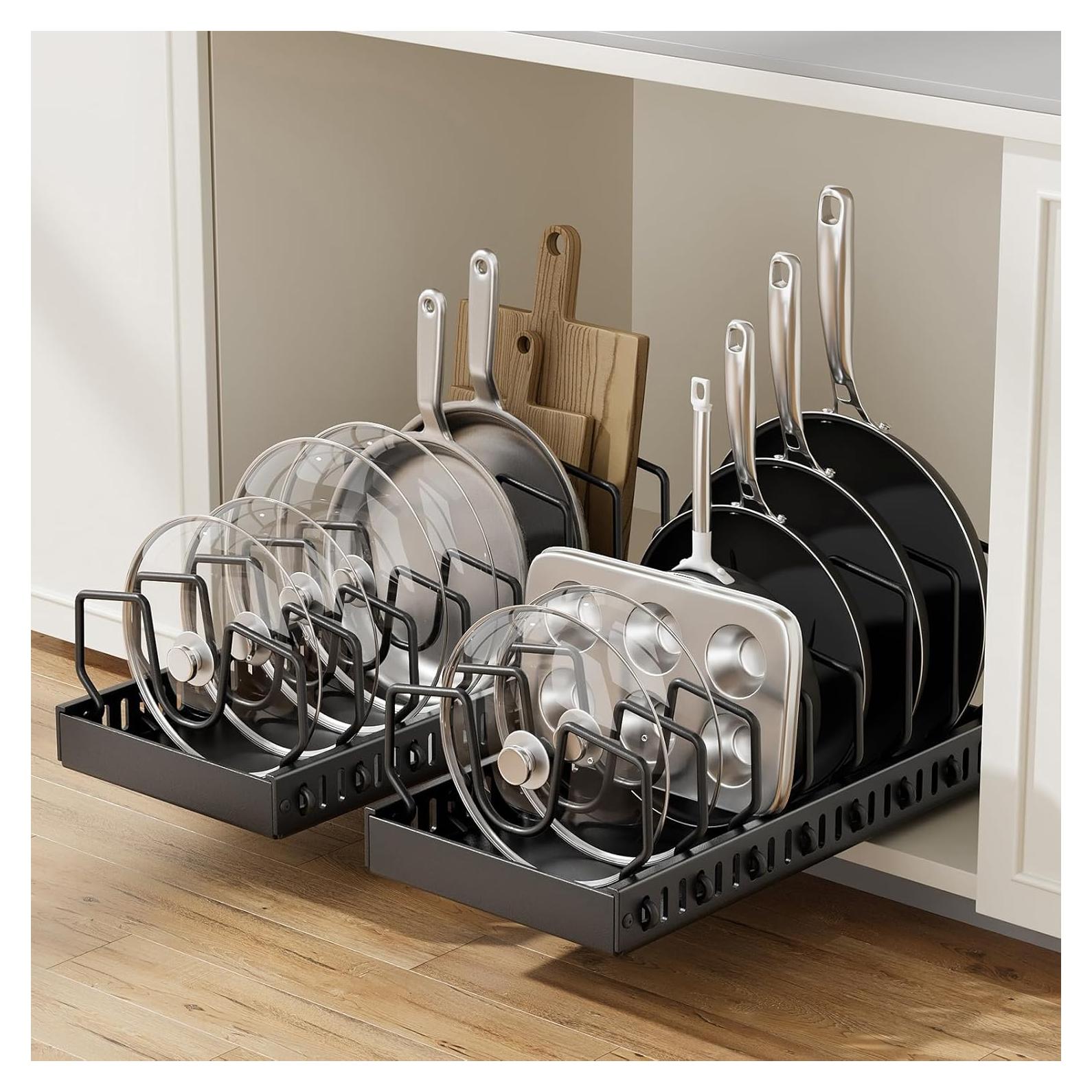 Organizador de Tapa de Olla SUNZOS con 8 Divisores Ajustables