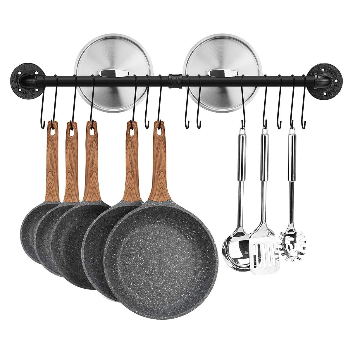 Estante Colgante para Ollas Toplife 80 cm Negro, Alta Resistencia