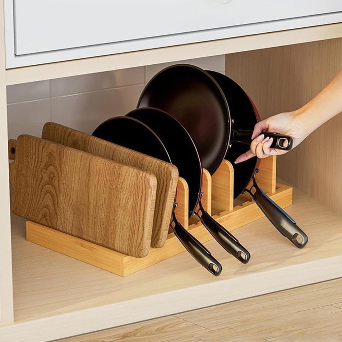 Organizador de Ollas y Sartenes SUGOOE de Bambú 7 Divisores