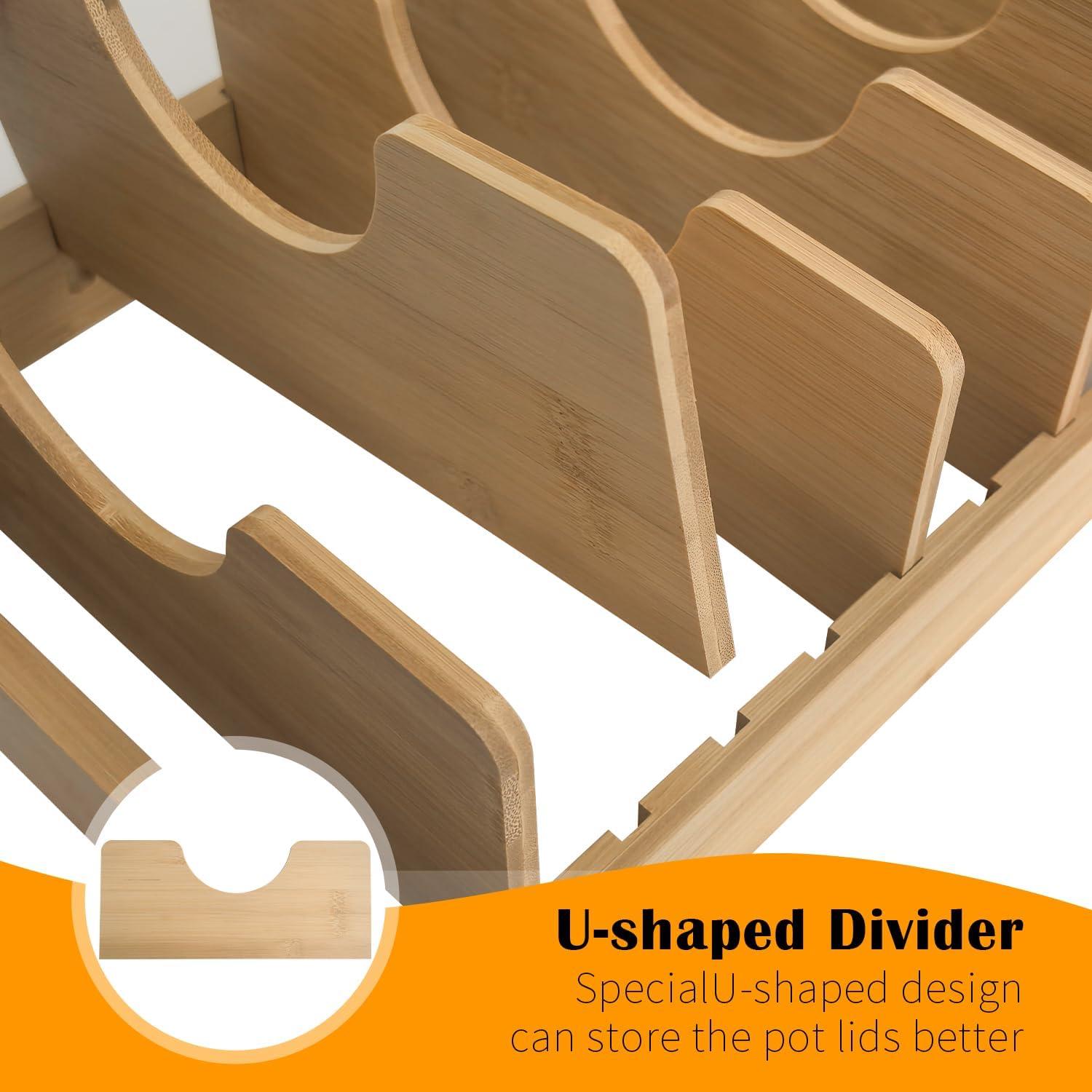 Organizador de Ollas y Sartenes SUGOOE de Bambú 7 Divisores