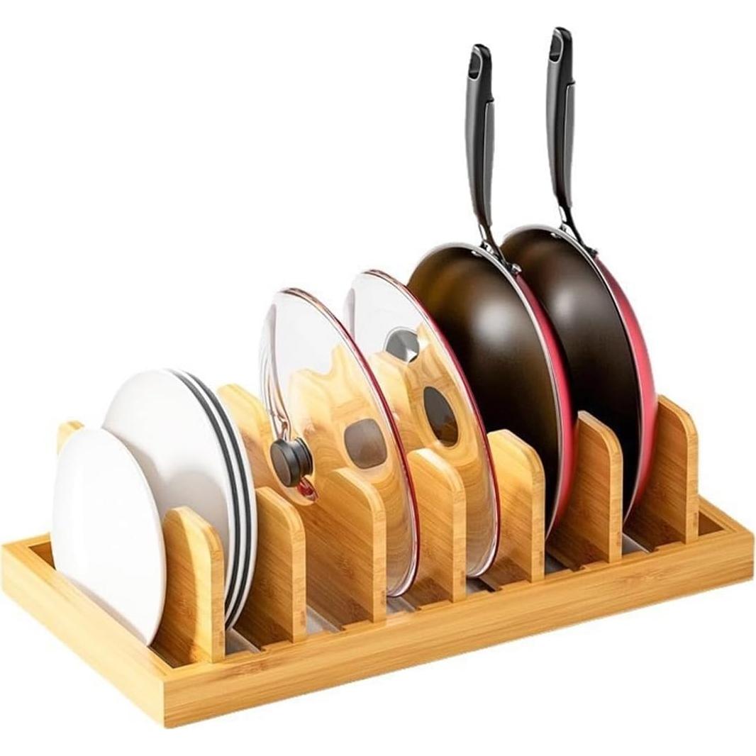 Organizador de Ollas y Sartenes SUGOOE de Bambú 7 Divisores