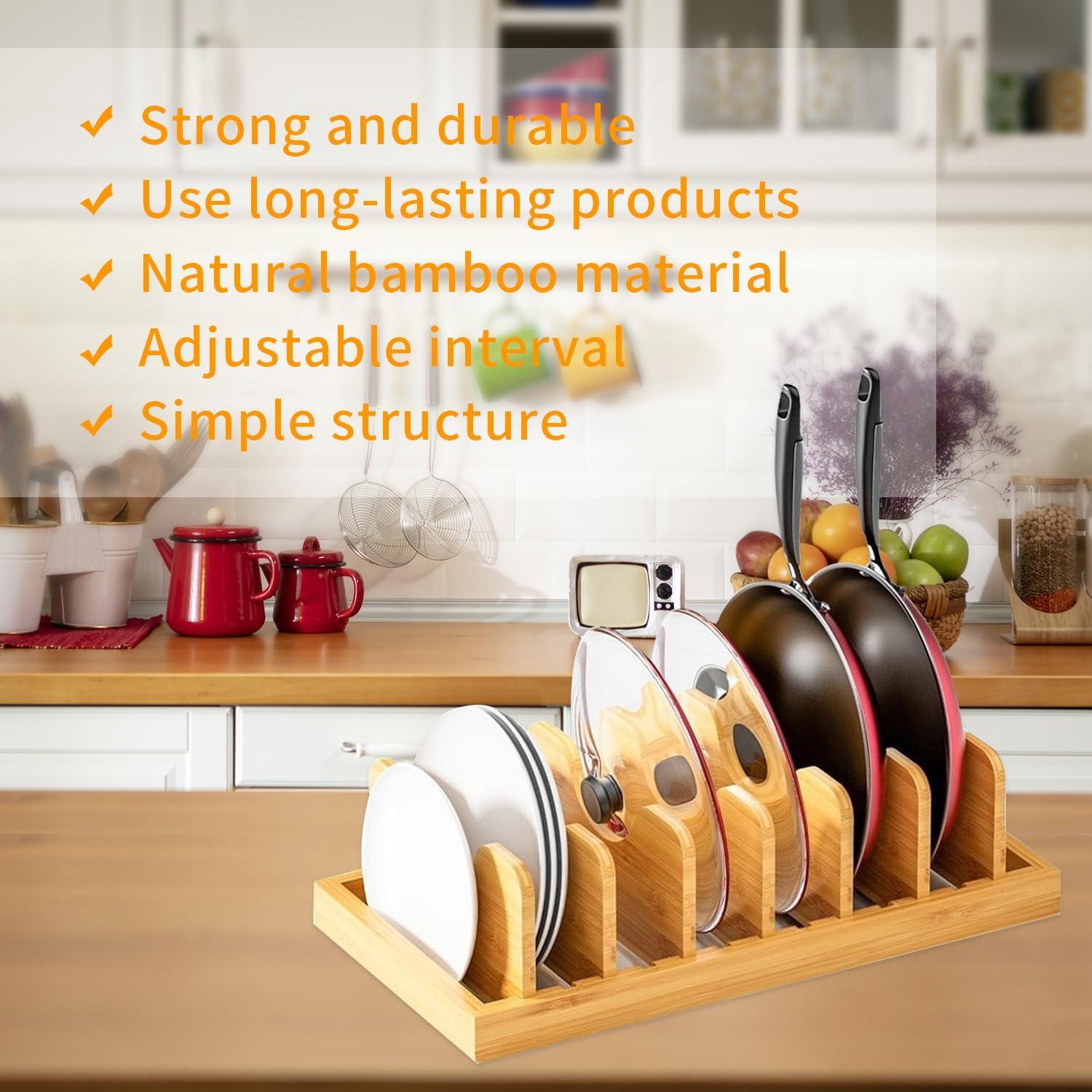 Organizador de Ollas y Sartenes SUGOOE de Bambú 7 Divisores