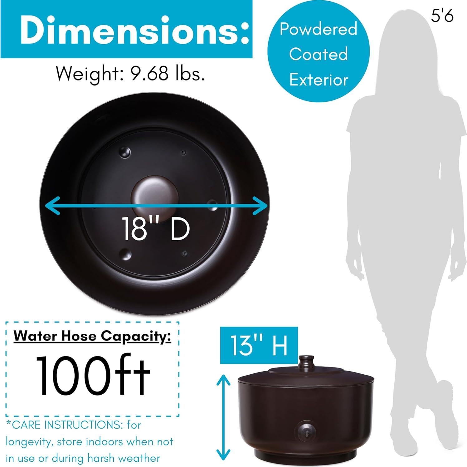 Maceta para Mangueras BIRDROCK HOME 30.48m Bronce Aceitado