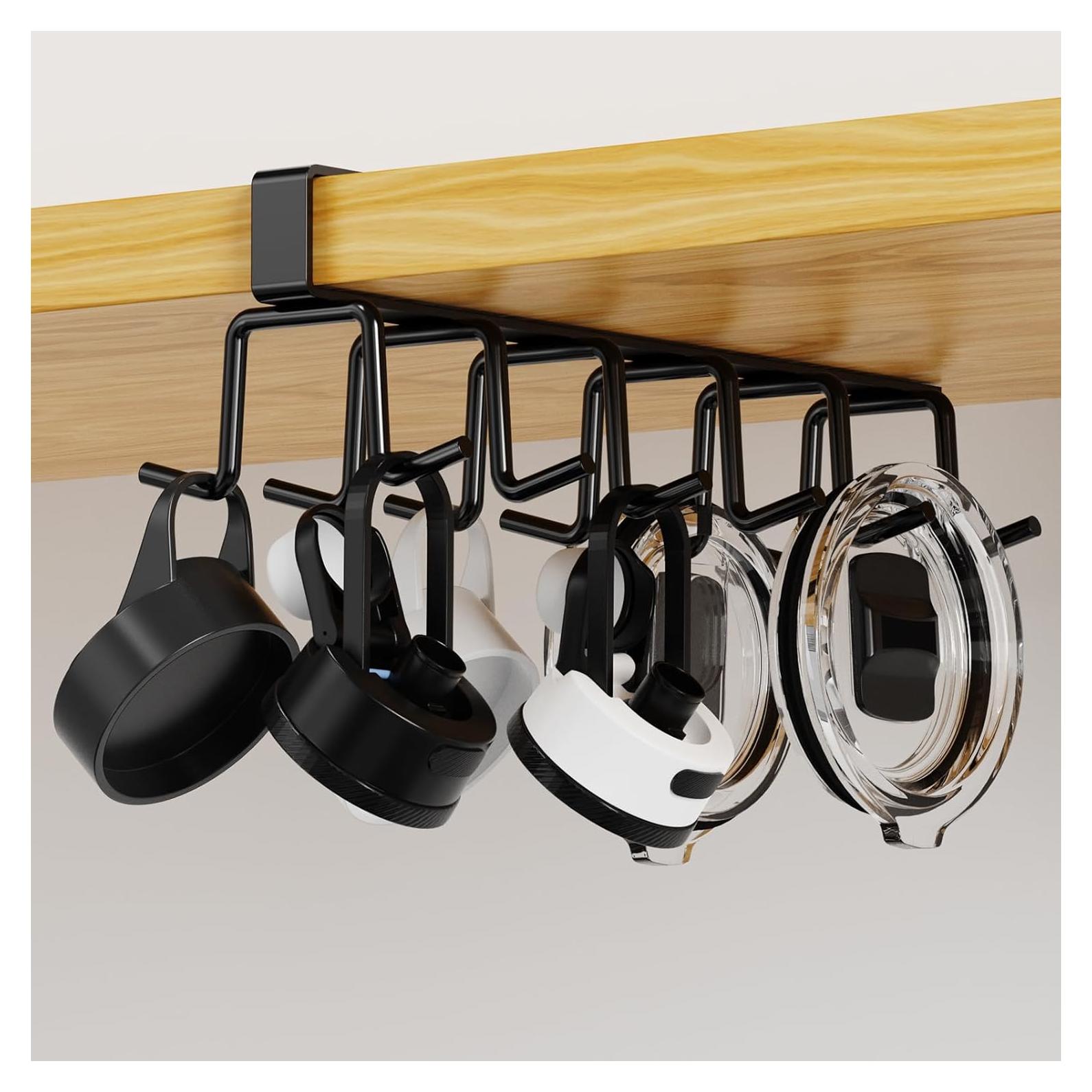 Organizador de Tapas de Vaso UINOFLE Montaje Bajo Gabinete Negro