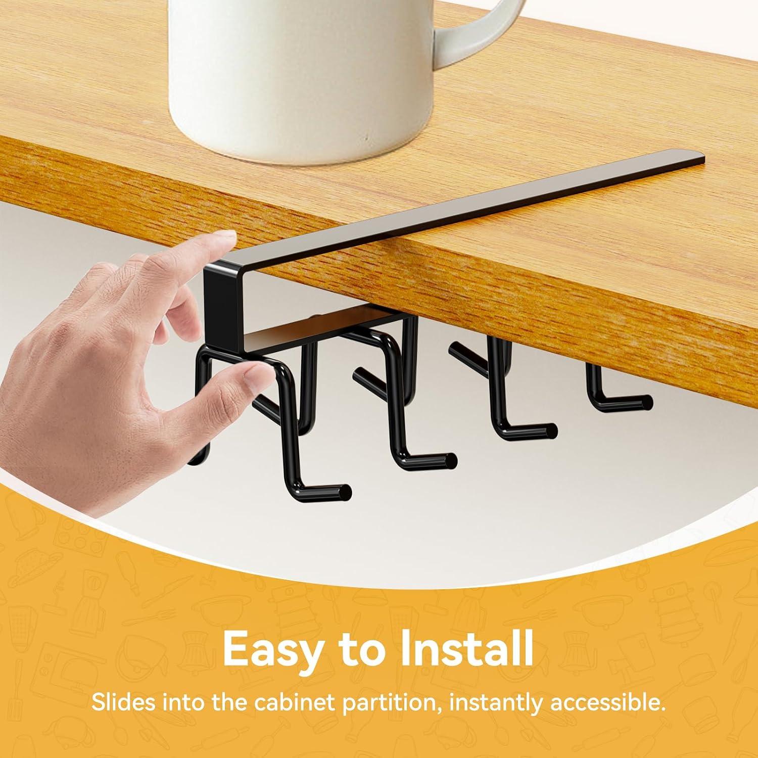 Organizador de Tapas de Vaso UINOFLE Montaje Bajo Gabinete Negro