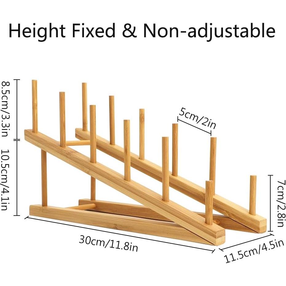 Soporte de Platos de Bambú TIE-DailyNec 4 PCS Organizador Cocina