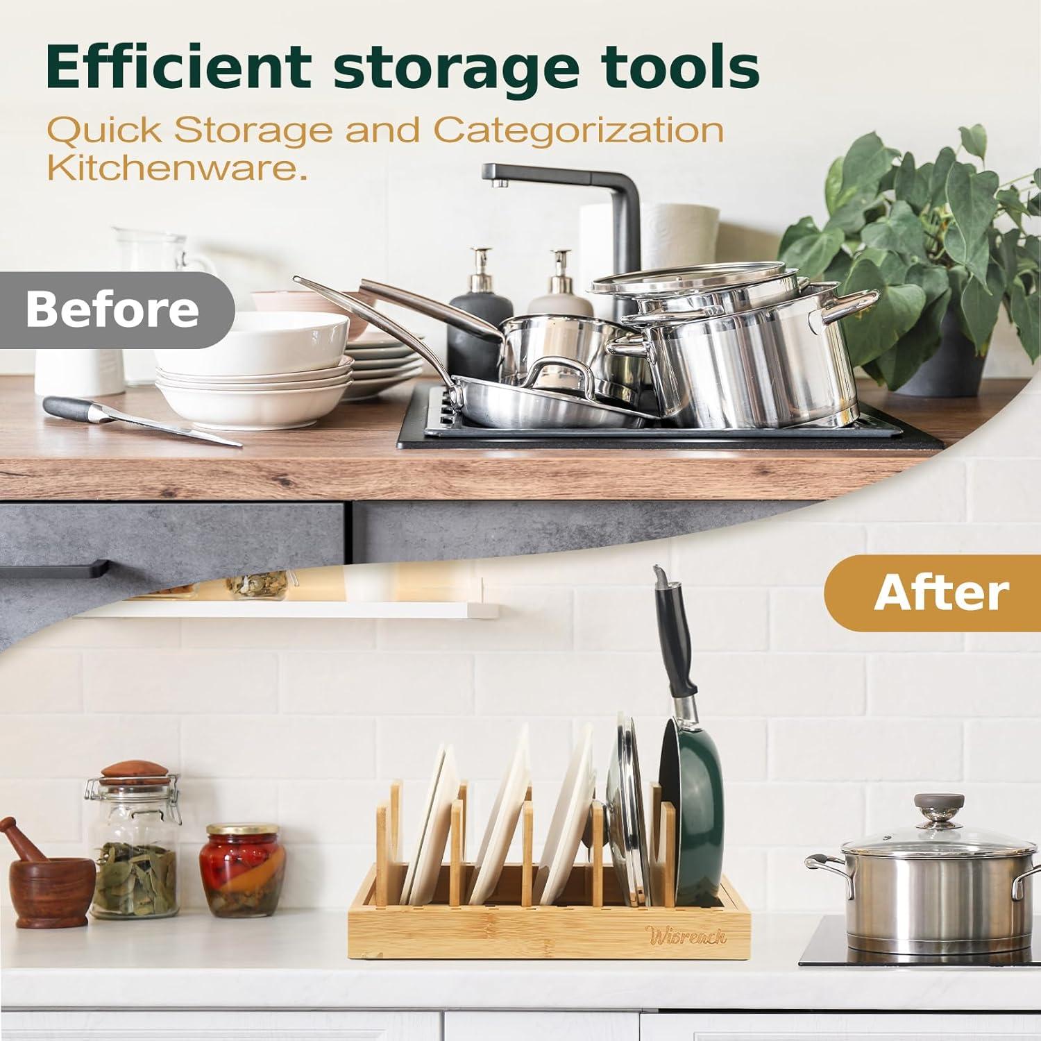 Organizador de Cocina Ajustable Wisreach de Bambú 10 Paneles