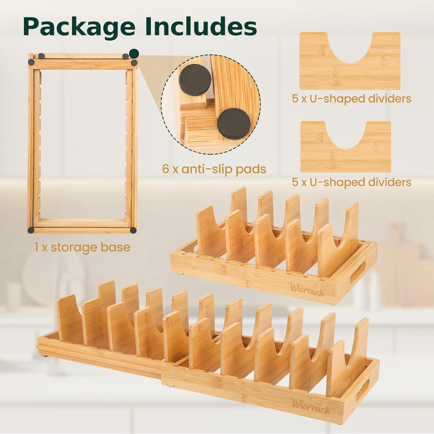 Organizador de Cocina Ajustable Wisreach de Bambú 10 Paneles