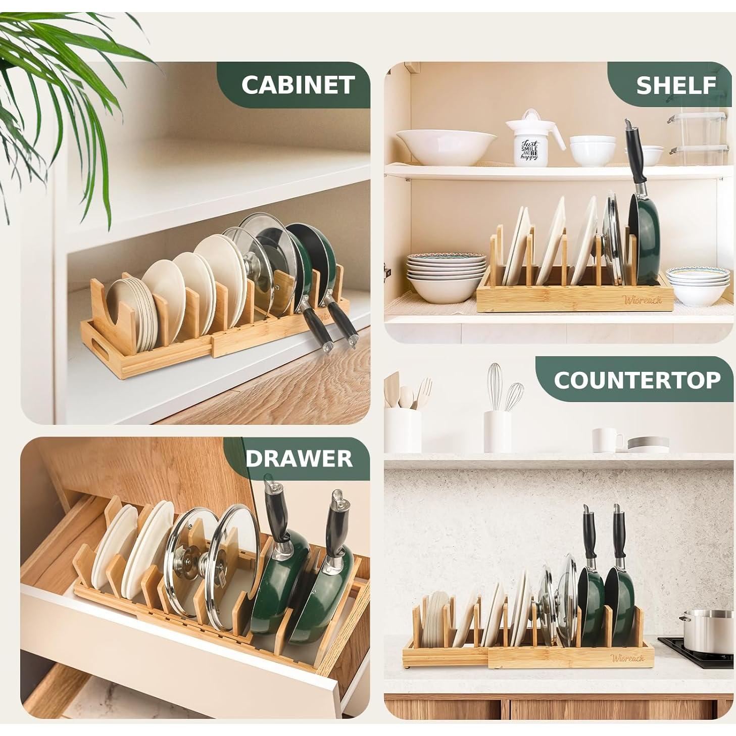 Organizador de Cocina Ajustable Wisreach de Bambú 10 Paneles