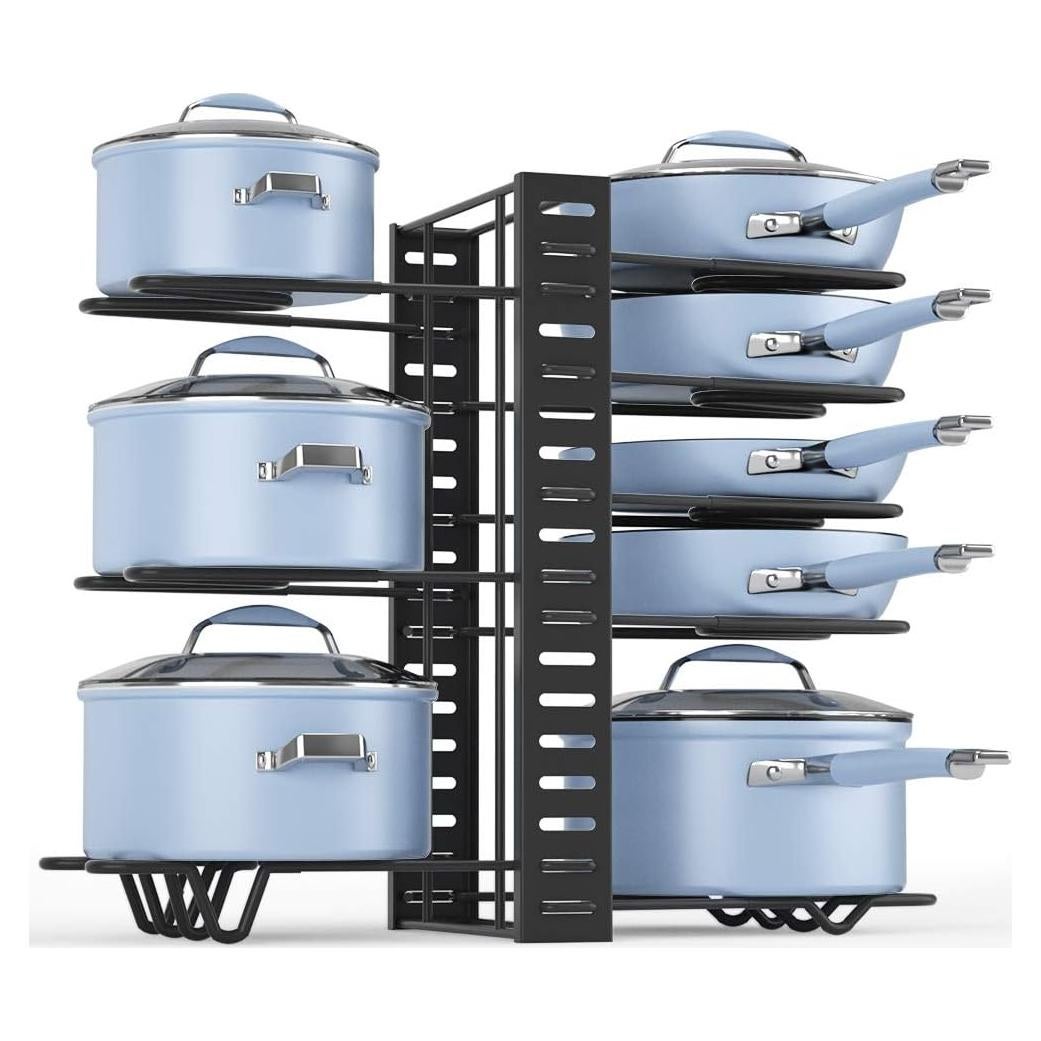 Organizador de Ollas y Sartenes Felibeaco Ajustable 8 Niveles Negro