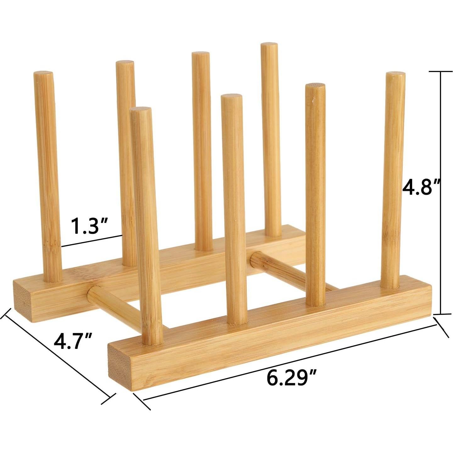 Estantes de Platos de Bambú Lawei - Juego de 4 Soportes 16x12cm