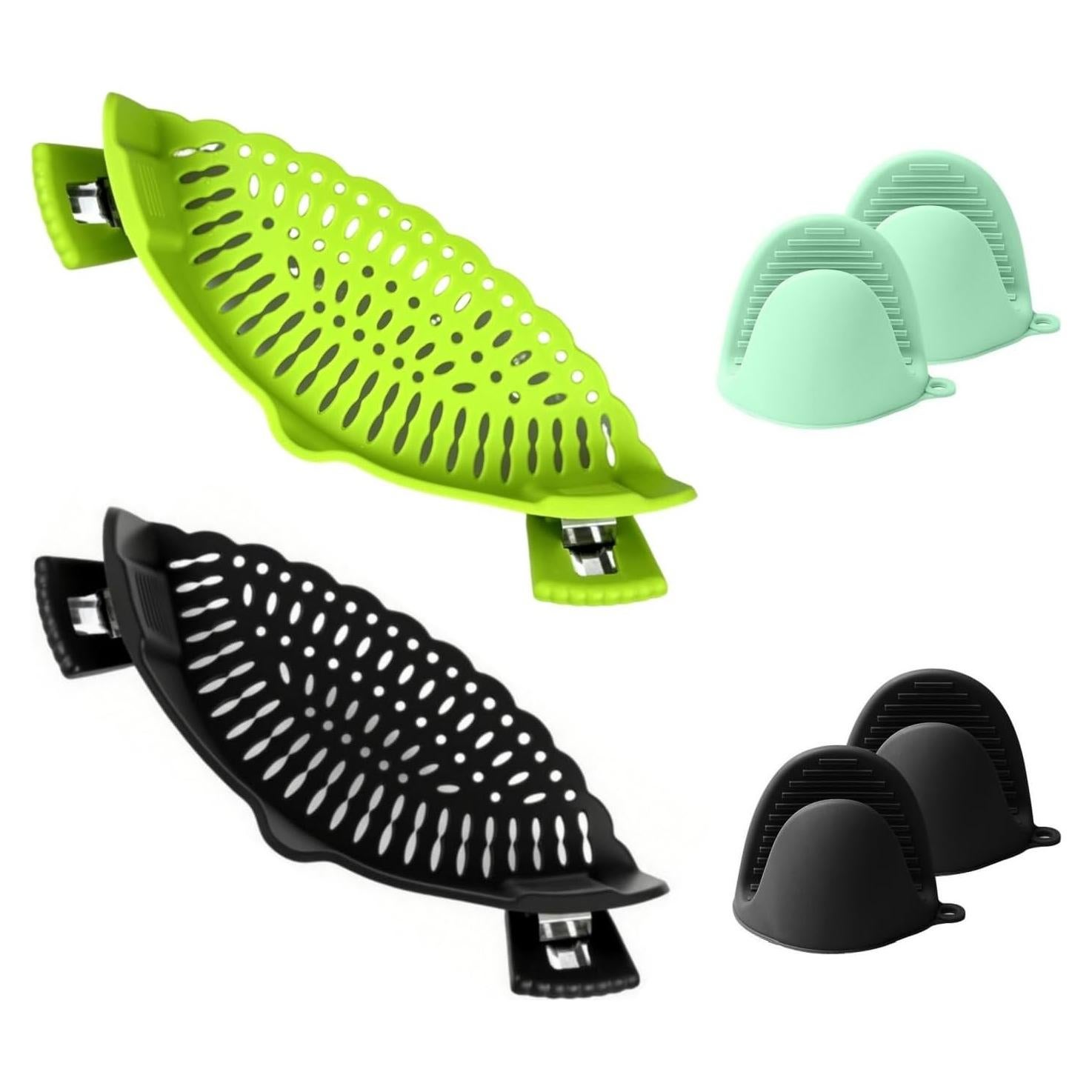 Colador de Silicona Clip en XiangLongRui - 2 Piezas Verde y Negro
